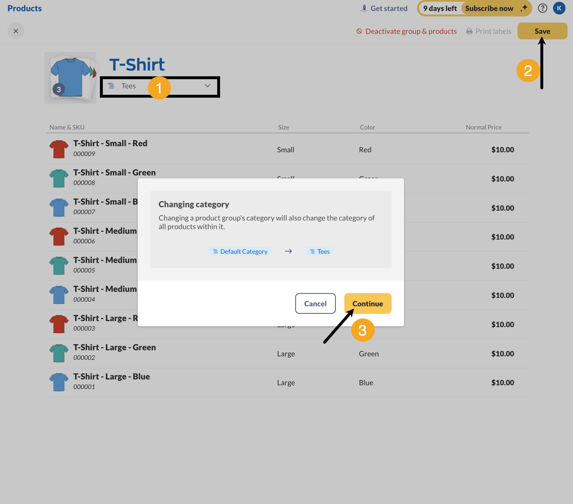 How to change the category on product groups. 